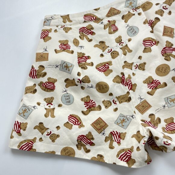 Teddy Bear Print Shorts Christmas Lace Twee High Waisted Women Lace Cream - Picture 5 of 10